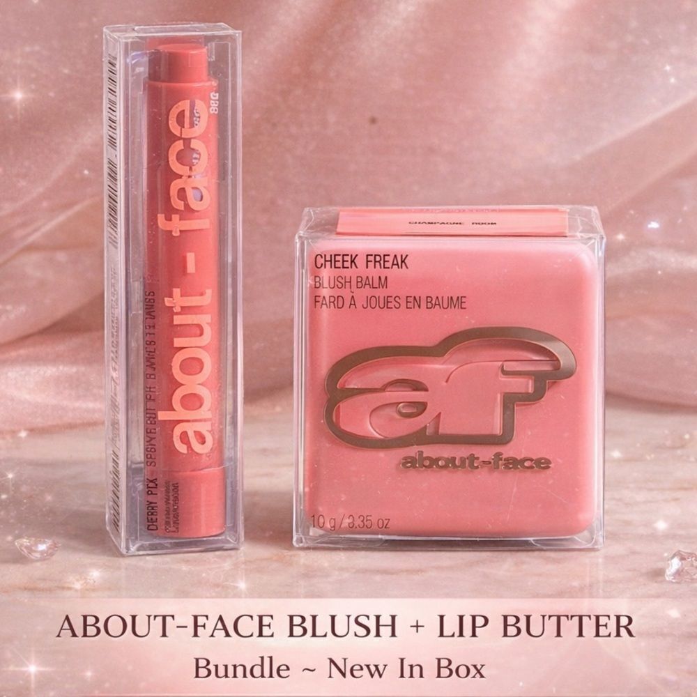 About-Face Bundle Cherry Pick Lip Pencil and Cheek Freak Blush Set. Peach. New!